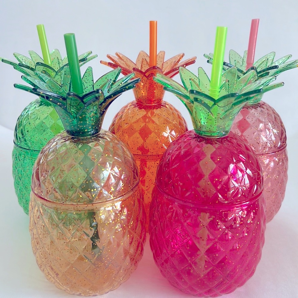 Pineapple Confetti Tumbler with Straw